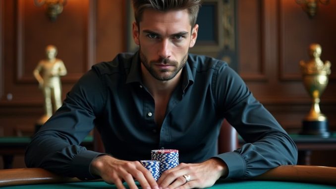 Footballeur jouant au poker