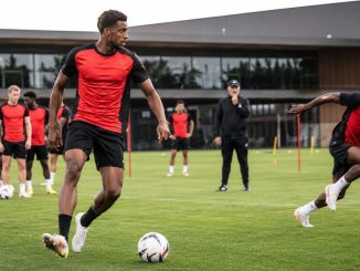 Joueurs de Rennes à l'entraînement