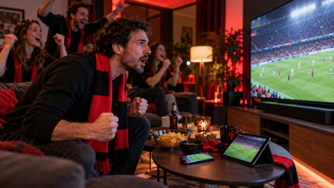 Match du Stade rennais à la télévision